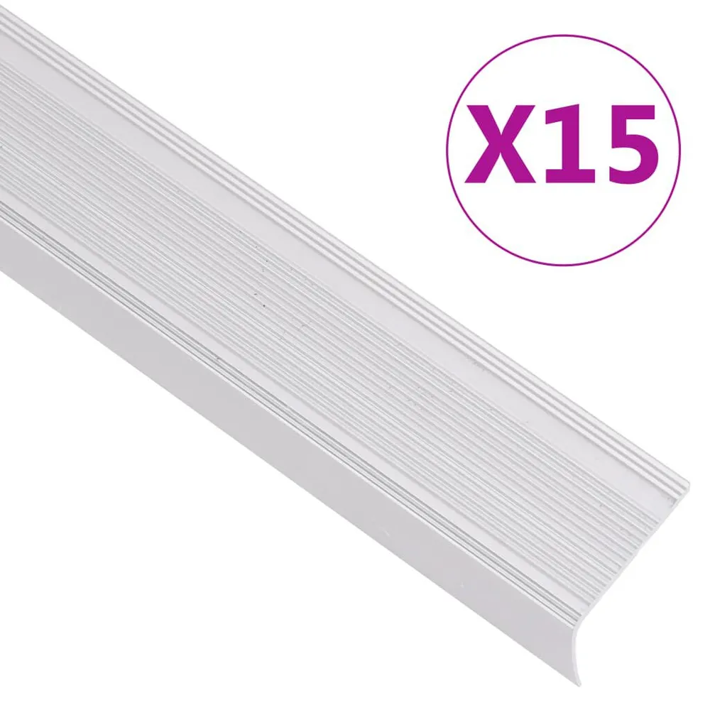 Listwy schodowe w kształcie litery L 15 szt. Aluminium 67 cm