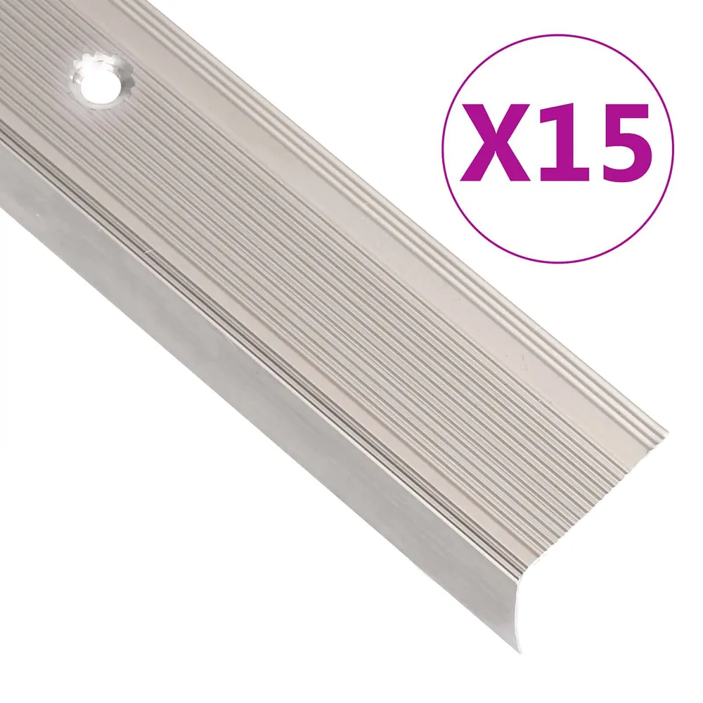 Listwy schodowe w kształcie litery L 15 szt. Aluminium 90 cm