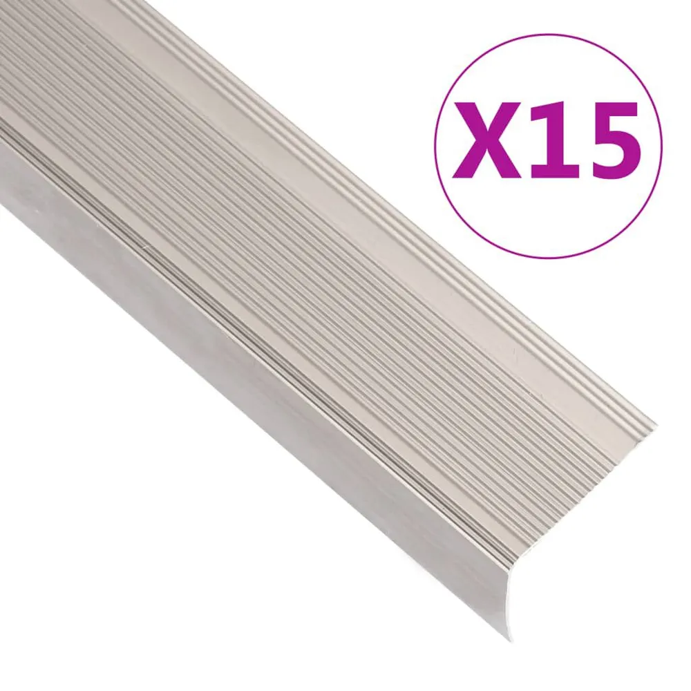 Listwy schodowe w kształcie litery L 15 szt. Aluminium 67 cm