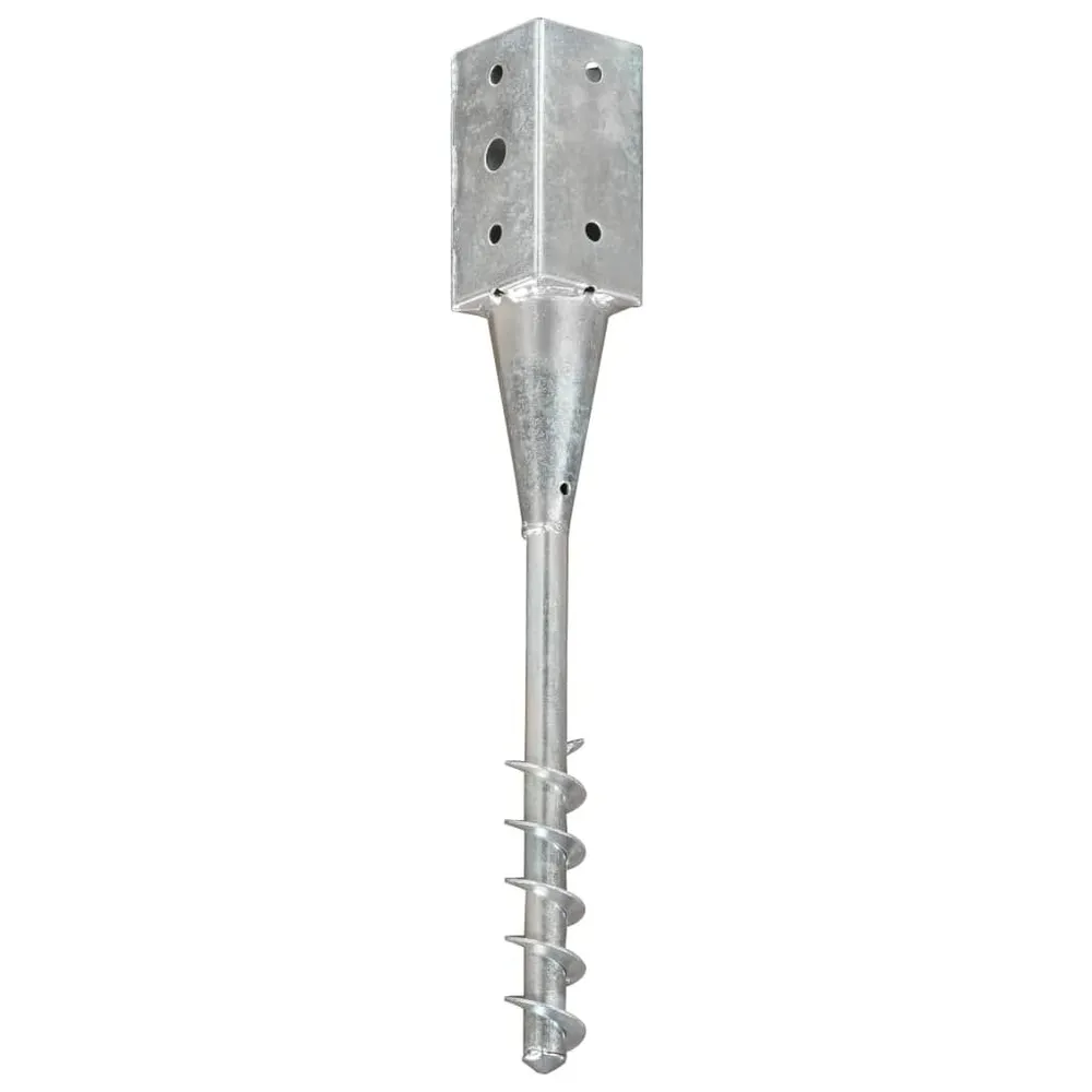 Kołki gruntowe, 6 szt., srebrne, 10x10x57 cm, stal