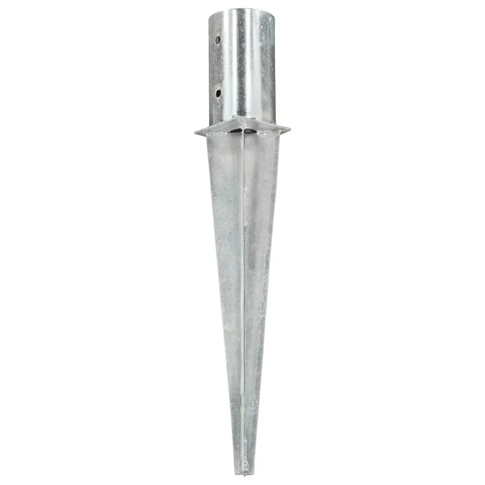 Kołki gruntowe, 2 szt., srebrne, 8x61 cm, stal galwanizowana