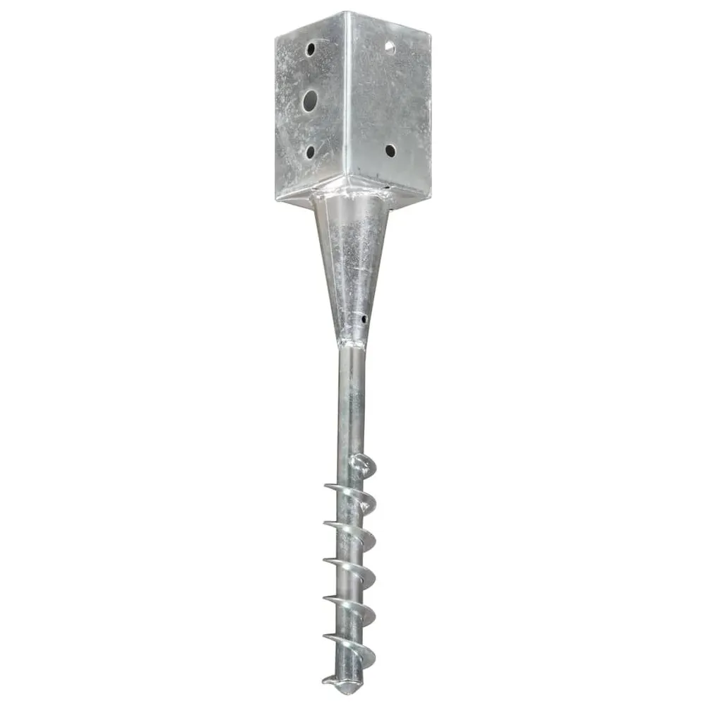 Kołki gruntowe, 6 szt., srebrne, 9x9x56 cm, stal galwanizowana