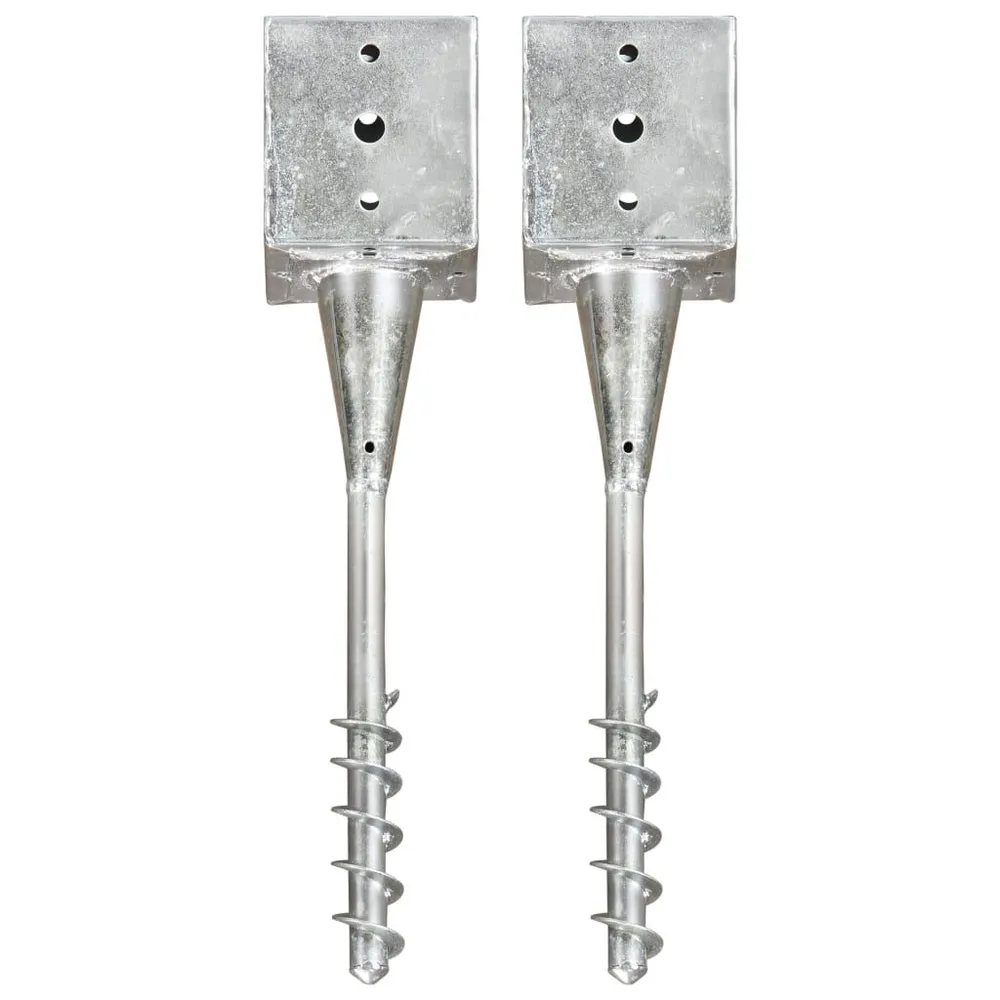 Kołki gruntowe, 2 szt., srebrne, 12 x 12 x 56 cm, stal