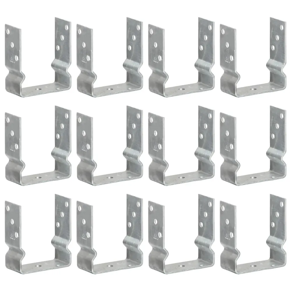 Kotwy do słupków, 12 szt., srebrne, 12x6x15 cm, stal