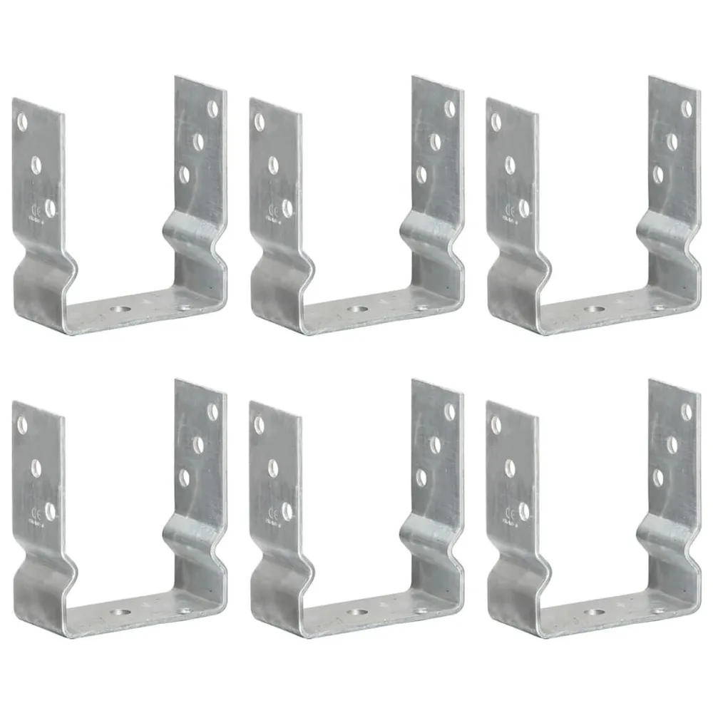 Kotwy do słupków, 6 szt., srebrne, 12 x 6 x 15 cm, stal
