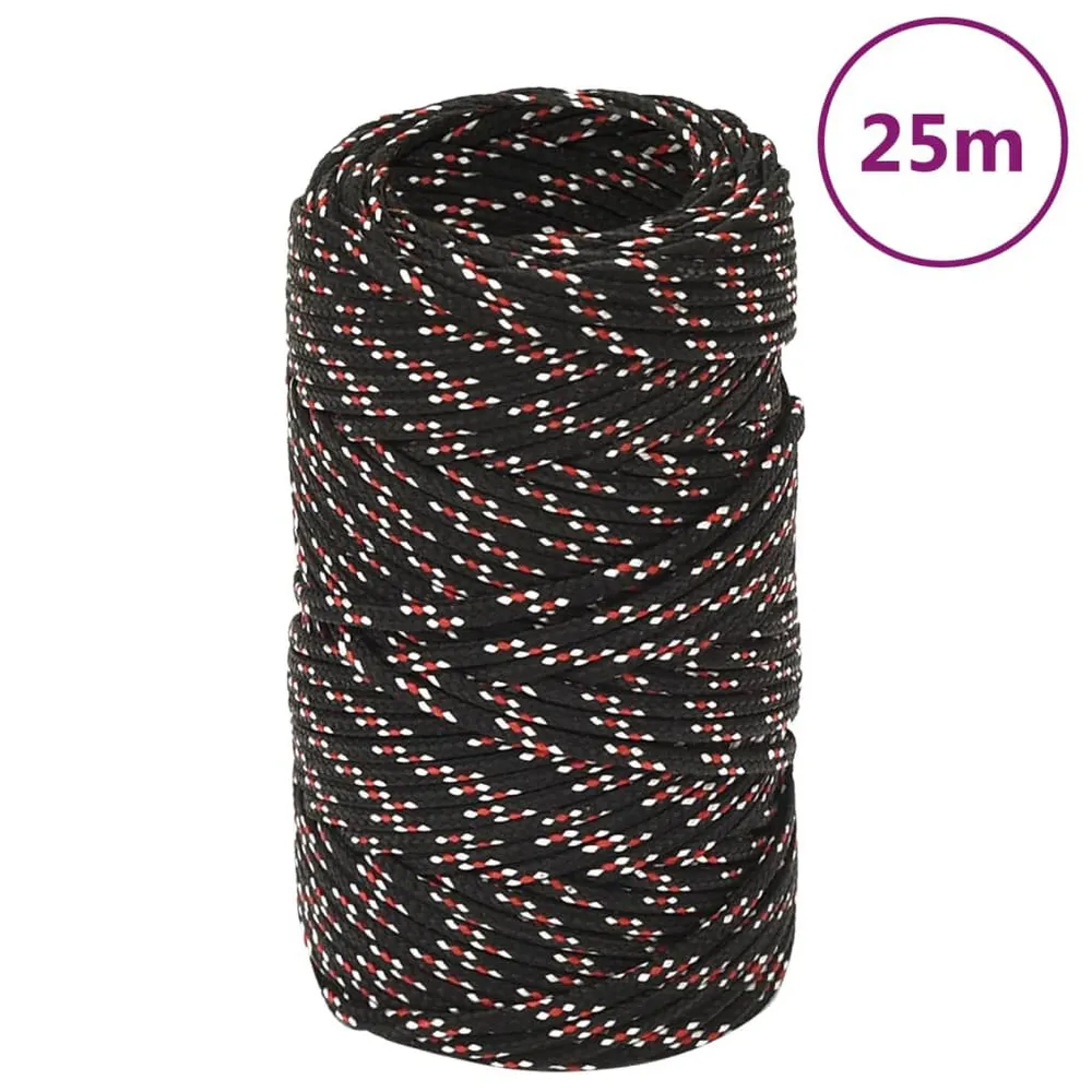 Linka żeglarska, czarna, 2 mm, 25 m, polipropylen