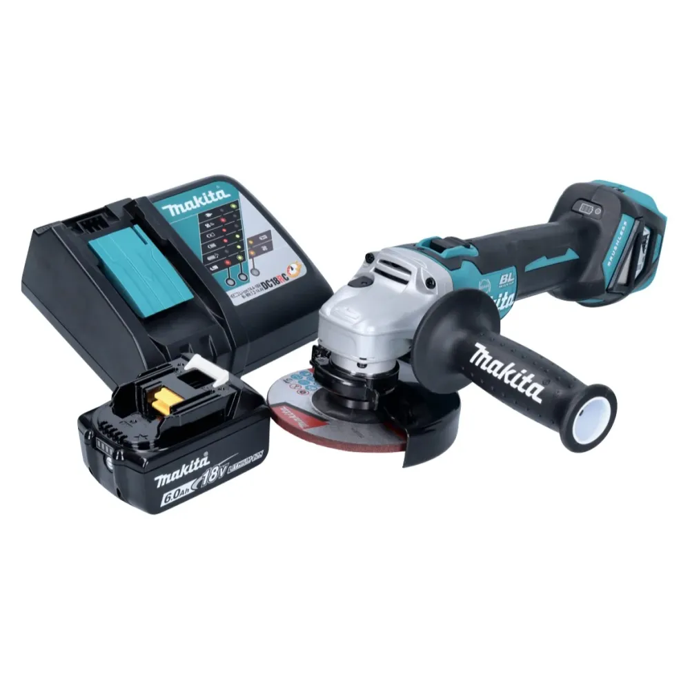 Akumulatorowa szlifierka kątowa Makita DGA 513 RG1 18 V 125 mm bezszczotkowa + 1x akumulator 6,0 Ah + ładowarka