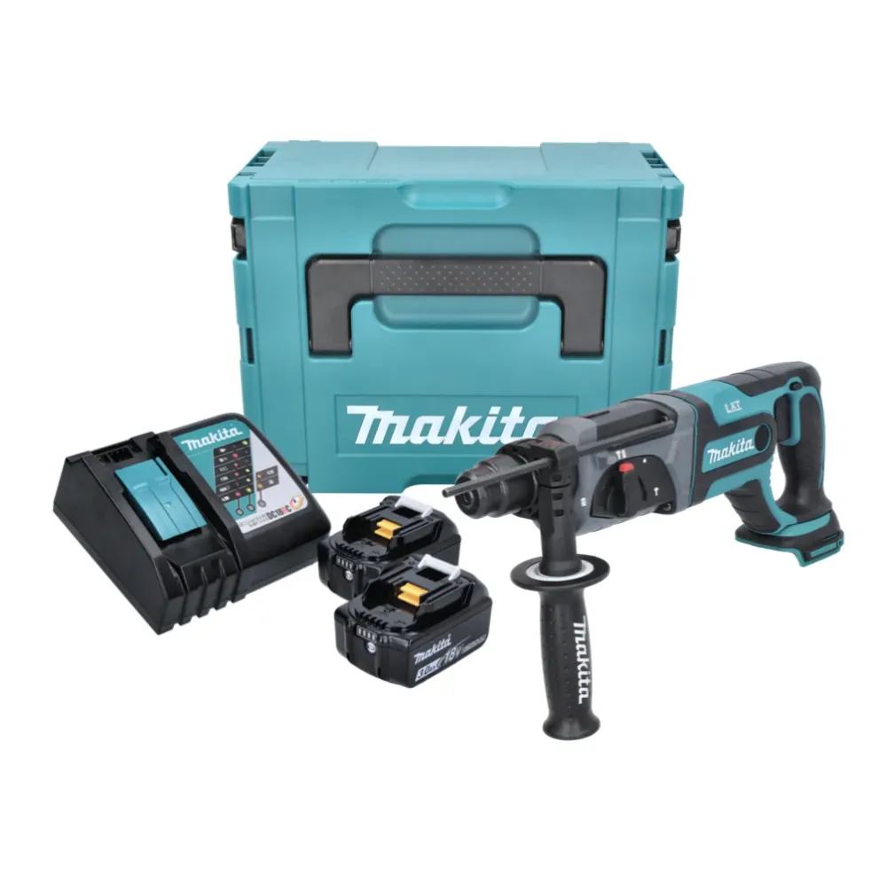 Akumulatorowa wiertarko-wkrętarka udarowa Makita DHR 241 RFJ 18 V 2,0 J SDS plus + 2x akumulator 3,0 Ah + ładowarka + Makpac