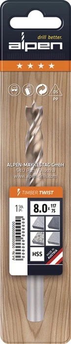 Wiertło kręte Alpen TIMBER TWIST ( 4000863286 ) Ø 12 mm długość całkowita 151 mm