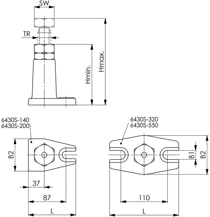 AMF kozioł przykręcany nr 6430S Atlas ( 4000833130 ) rozmiar 320 wysokość 200 - 320 mm