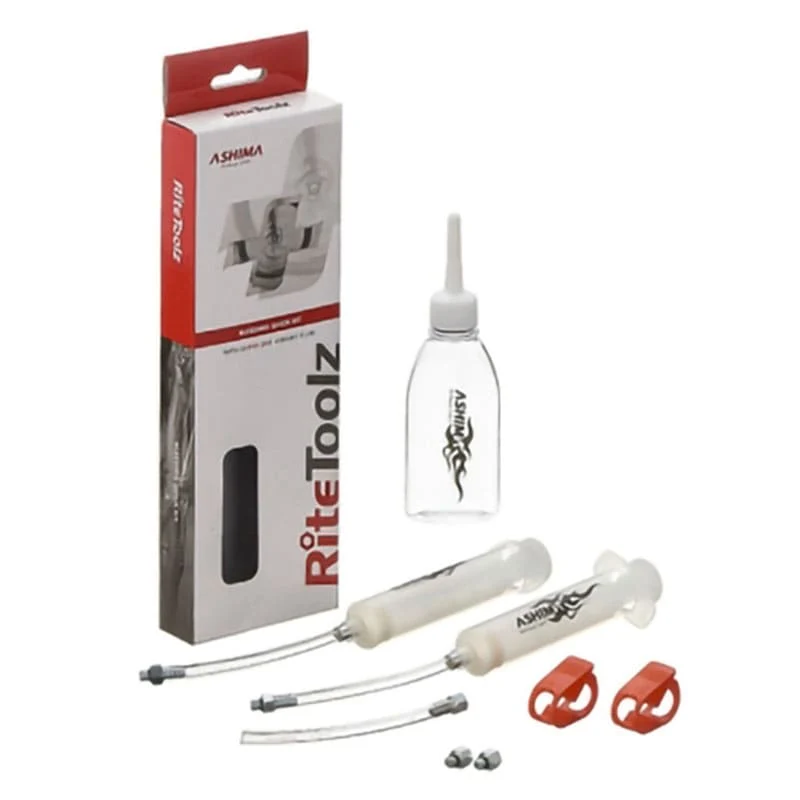 Zestaw odpowietrzania hamulców (KIT) do układu hydraulicznego SHIMANO - 5 akcesoriów ASHIMA