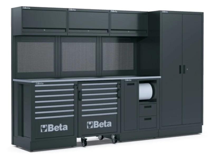 Beta Meble modułowe do warsztatu RSC50 F 3155x690x2000mm ciemnoszare z modułem serwisowym