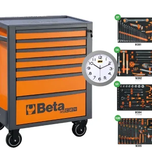 Beta narzędzia wózek narzędziowy RSC24 7 szuflad 224 narzędzia metal pomarańczowo-antracytowy