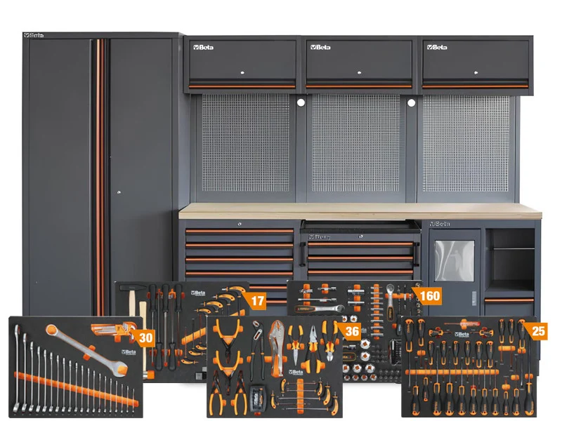 Beta Utensili C45PRO 2.0 modułowe meble warsztatowe 2955x645x2000mm szare