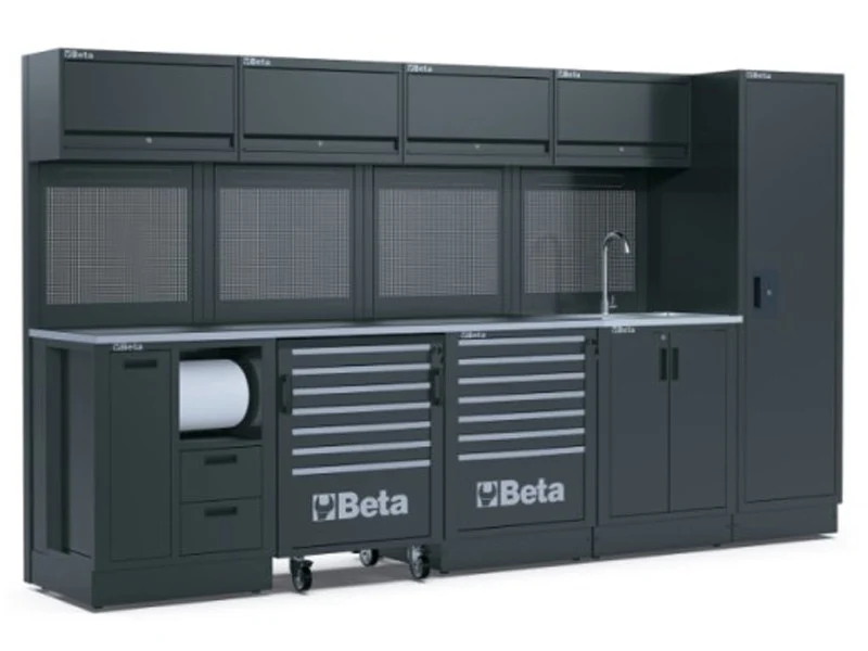 Beta Utensili meble warsztatowe modułowe RSC50 3590x690x2000mm szare ze zlewem