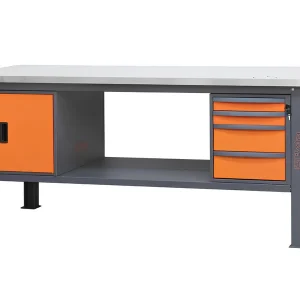 Beta Utensili stół warsztatowy C58BC-X 210cm blat ze stali nierdzewnej 4 szuflady pomarańczowo-antracytowy