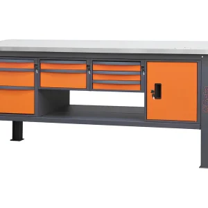 Beta utensili Stół warsztatowy C58BC-X 210cm 8 szuflad szafka blat nierdzewny pomarańczowo-antracytowy