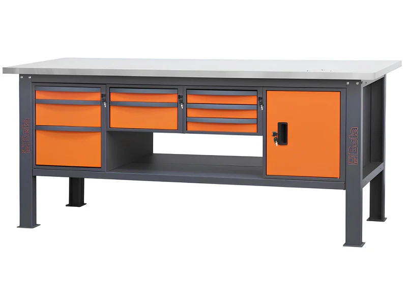 Beta utensili Stół warsztatowy C58BC-X 210cm 8 szuflad szafka blat nierdzewny pomarańczowo-antracytowy