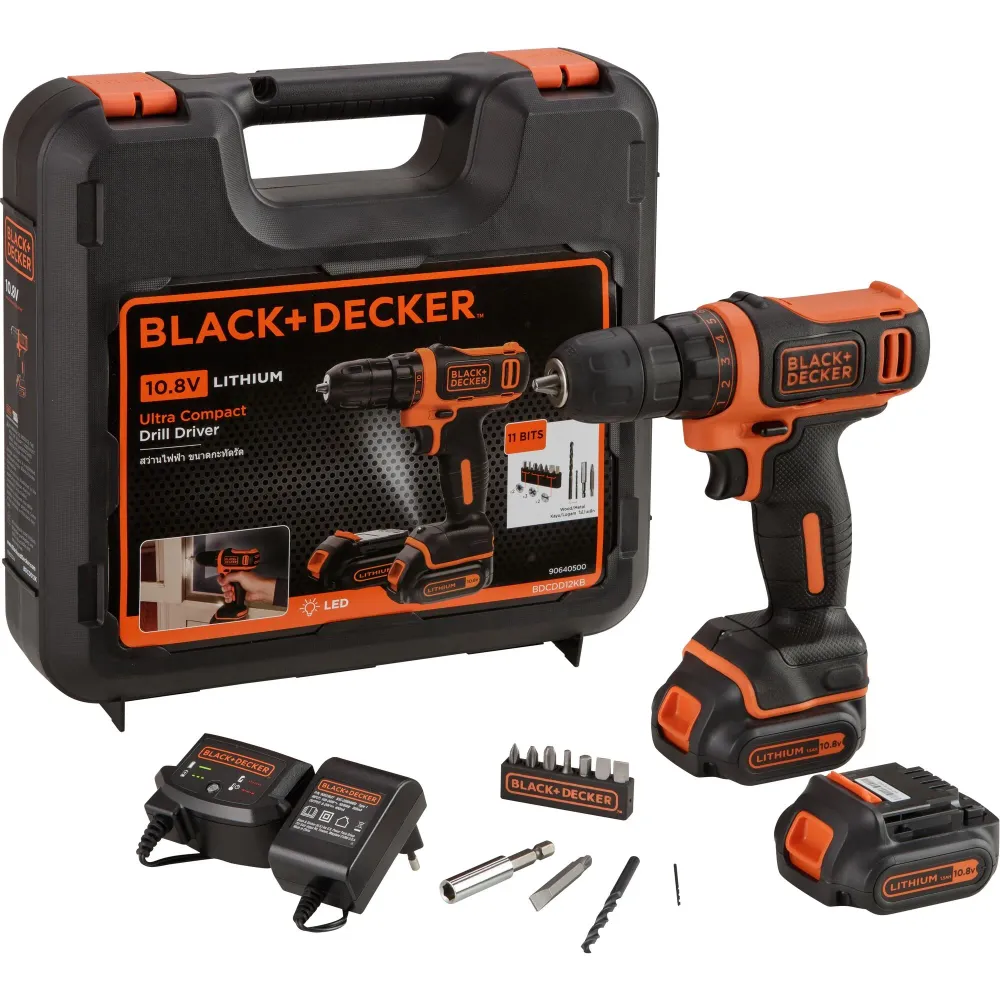 Wiertarko-wkrętarka akumulatorowa Black+Decker BDCDD12KB-QW 10,8 V 1,5 Ah BLACK & DECKER