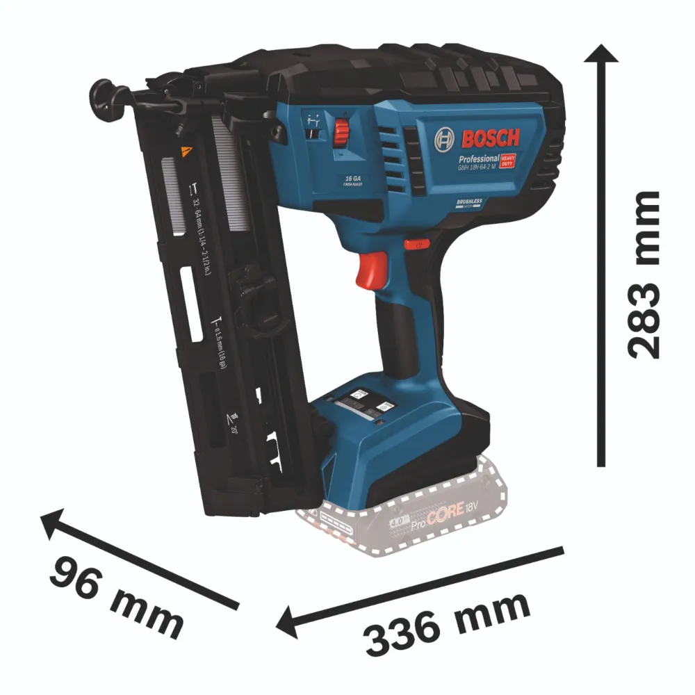 Bosch GNH 18V-64-2 M Profesjonalna gwoździarka akumulatorowa do drewna 18 V 1,6 x 32 - 64 mm bezszczotkowa + L-Boxx ( 0601...