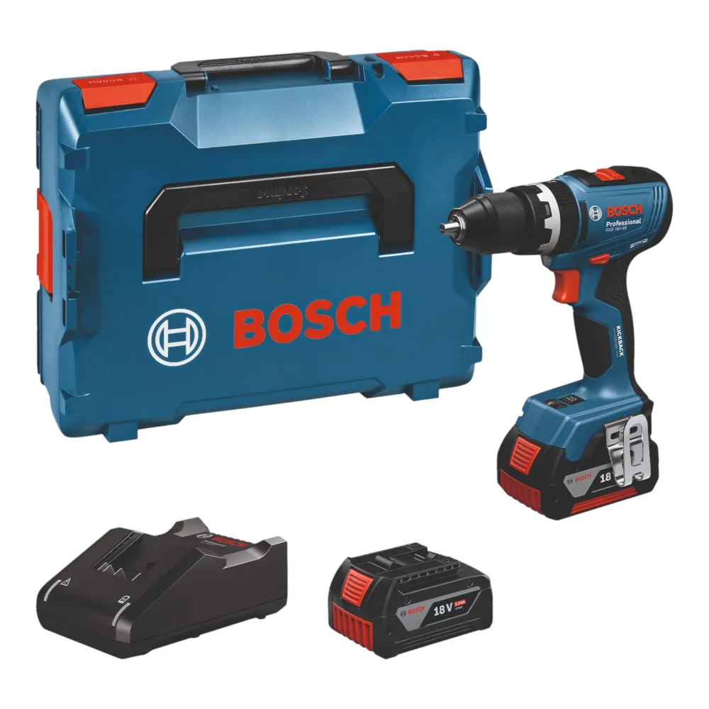Bosch GSR 18V-65 Professional akumulatorowa wiertarko-wkrętarka 18 V 63 Nm ( 06019N3203 ) bezszczotkowa + 2x akumulator 5,...