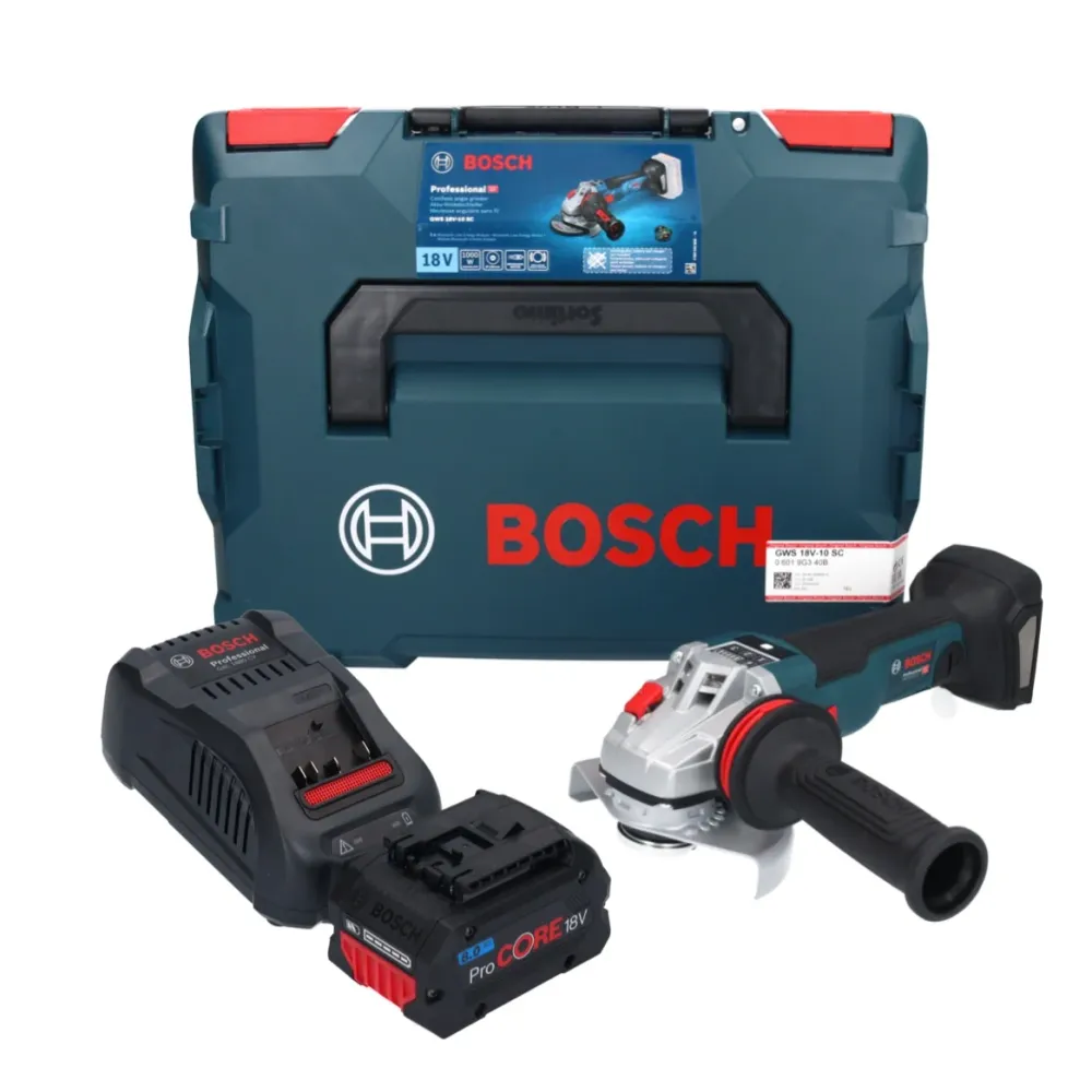 Akumulatorowa szlifierka kątowa Bosch GWS 18V-10 SC 18 V 125 mm bezszczotkowa + 1x akumulator ProCORE 8,0 Ah + ładowarka +...