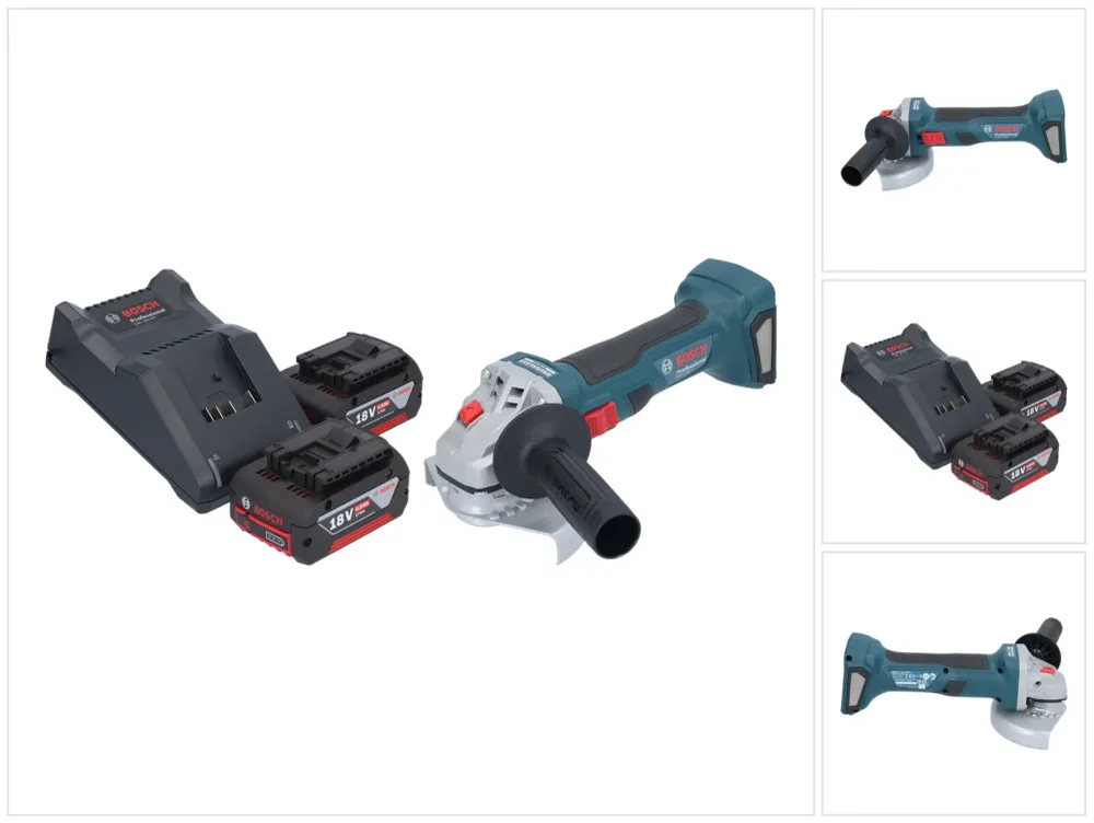 Akumulatorowa szlifierka kątowa Bosch GWS 18V-7 Professional 18 V 125 mm bezszczotkowa + 2x akumulator 4,0 Ah + ładowarka...