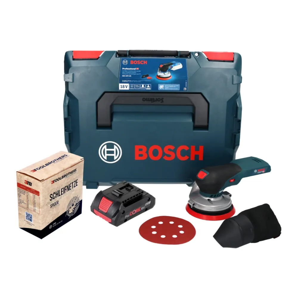 Akumulatorowa szlifierka oscylacyjna Bosch GEX 18V-125 Professional 18 V 125 mm bezszczotkowa + 1x zestaw ścierny sieciowy...