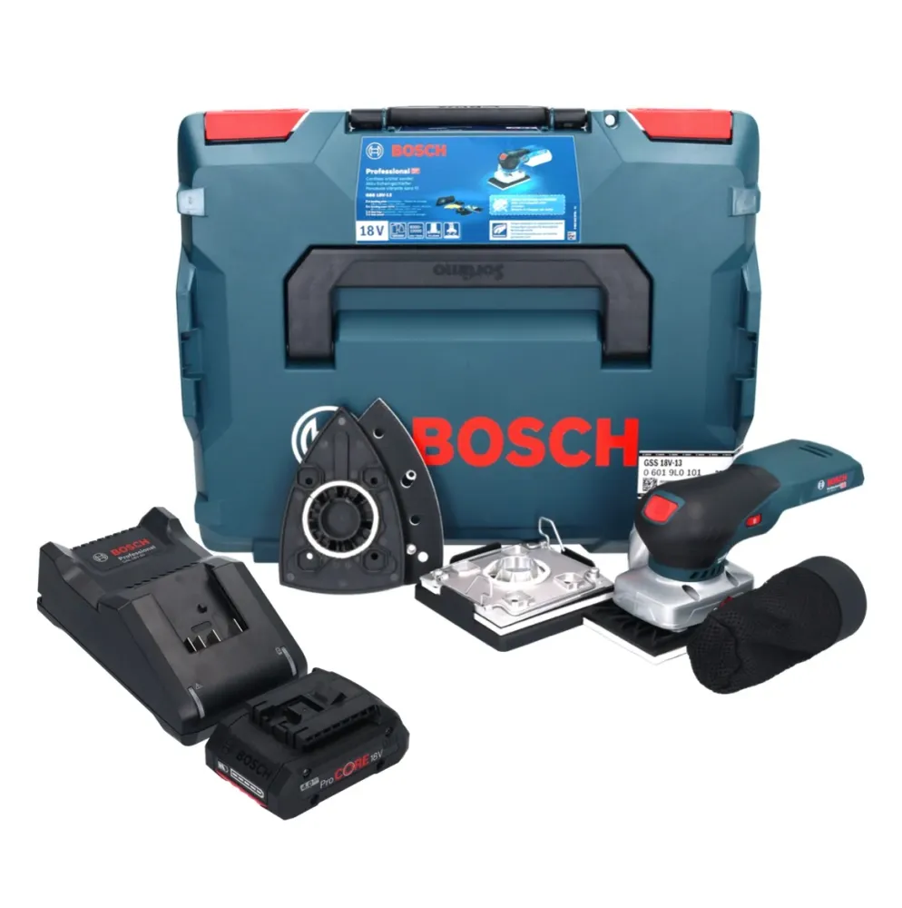Akumulatorowa szlifierka oscylacyjna Bosch GSS 18V-13 18 V + 1x akumulator ProCORE 4,0 Ah + ładowarka + L-BOXX Bosch Profe...