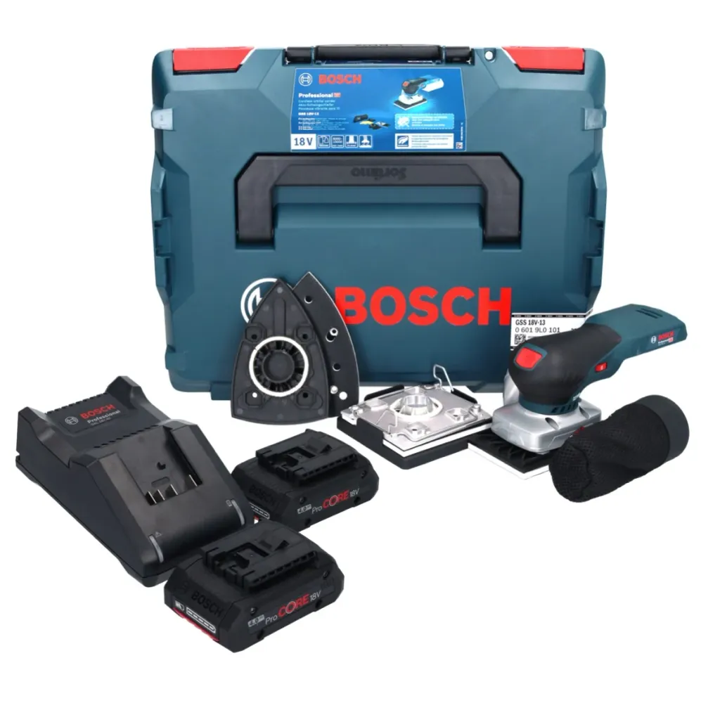 Akumulatorowa szlifierka oscylacyjna Bosch GSS 18V-13 18 V + 2x akumulator ProCORE 4,0 Ah + ładowarka + L-BOXX Bosch Profe...
