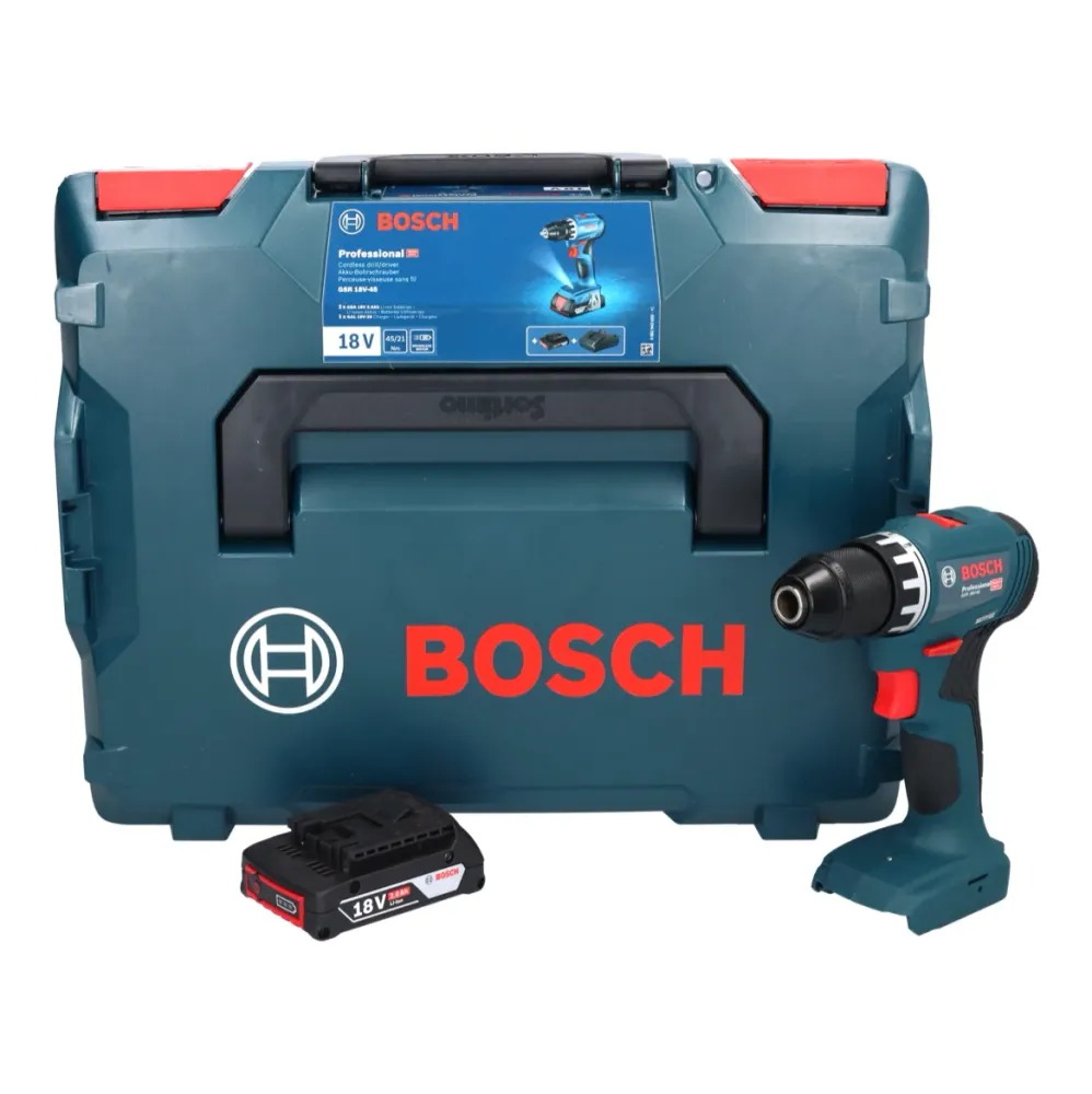 Akumulatorowa wiertarko-wkrętarka Bosch GSR 18V-45 18 V 45 Nm bezszczotkowa + 1x akumulator 2,0 Ah + L-Boxx - bez ładowark...