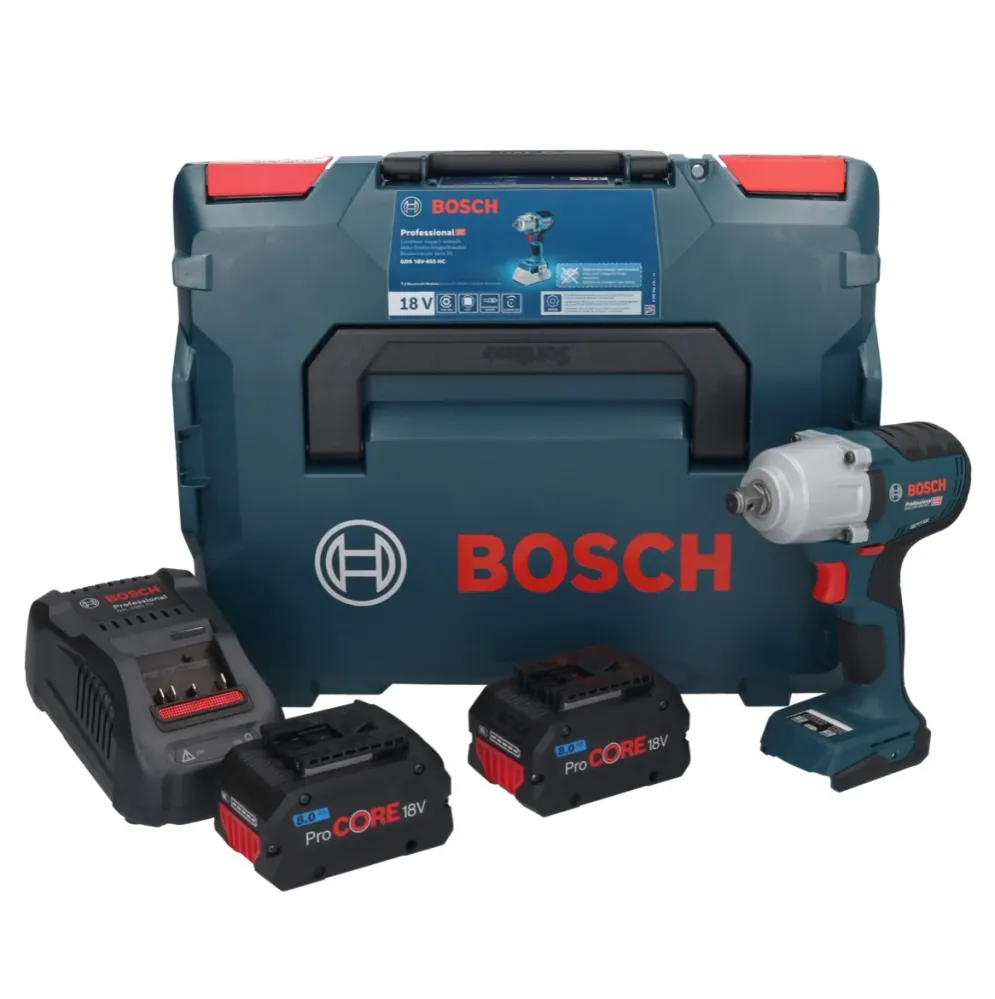 Akumulatorowy klucz udarowy Bosch GDS 18V-450 HC 18 V 450 Nm 1/2" + 2x akumulator ProCORE 8,0 Ah + ładowarka + L-Boxx Bosc...