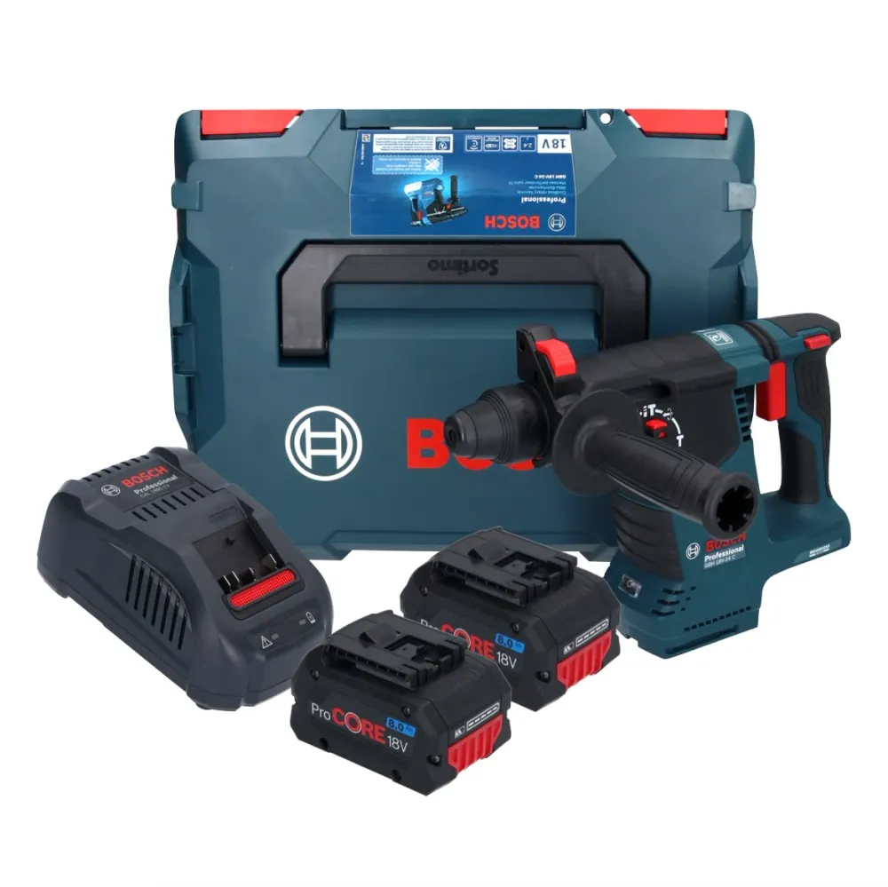 Bosch GBH 18V-24 C Profesjonalny akumulatorowy młot udarowo-obrotowy 18 V 2,4 J bezszczotkowy SDS plus + 2x akumulator Pro...