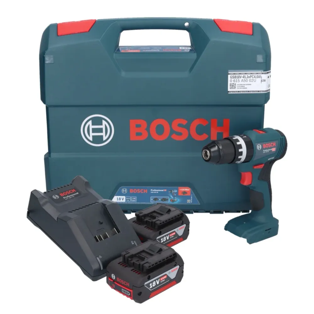 Bosch GSB 18V-45 Profesjonalna akumulatorowa wiertarko-wkrętarka udarowa 18 V 45 Nm bezszczotkowa + 2x akumulator 5,0 Ah +...