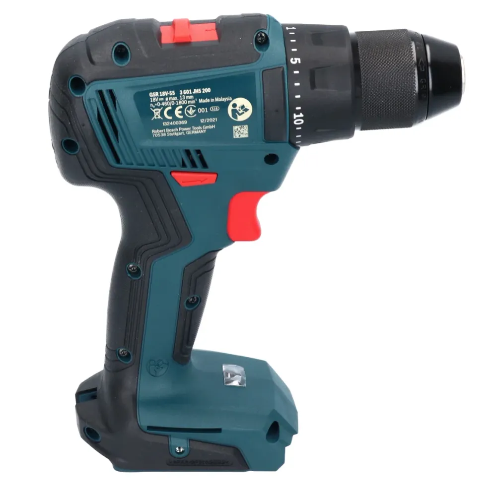 Bosch GSR 18V-55 Profesjonalna akumulatorowa wiertarko-wkrętarka 18 V 55 Nm bezszczotkowa + 2x akumulator 2,0 Ah + ładowar...