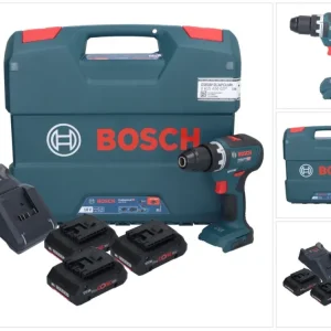 Bosch GSR 18V-55 Profesjonalna akumulatorowa wiertarko-wkrętarka 18 V 55 Nm bezszczotkowa ( 0615A5002P ) + 3x akumulator P...