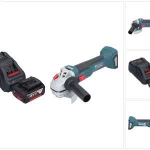 Bosch GWS 18V-10 Profesjonalna akumulatorowa szlifierka kątowa 18 V 115 mm bezszczotkowa + 1x akumulator 5,0 Ah + ładowark...