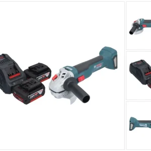 Bosch GWS 18V-10 Profesjonalna akumulatorowa szlifierka kątowa 18 V 115 mm bezszczotkowa + 2x akumulator 5,0 Ah + ładowark...