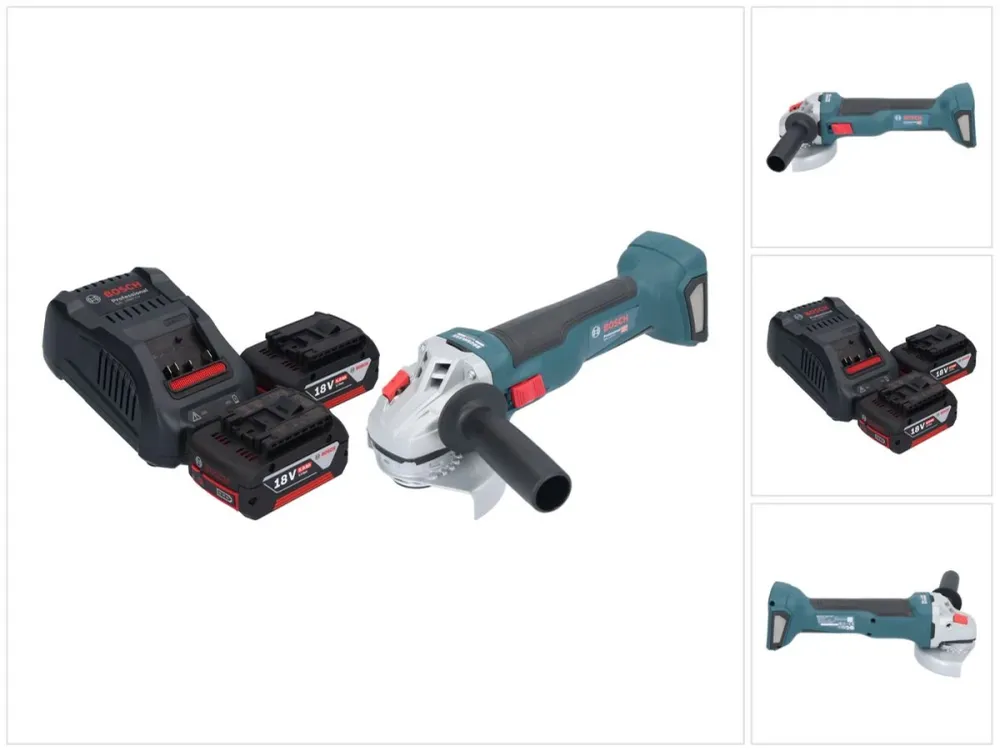 Bosch GWS 18V-10 Profesjonalna akumulatorowa szlifierka kątowa 18 V 115 mm bezszczotkowa + 2x akumulator 5,0 Ah + ładowark...