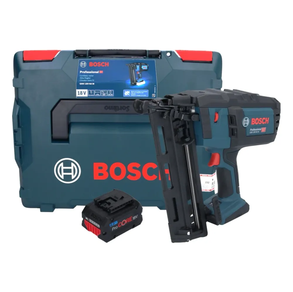 Gwoździarka akumulatorowa Bosch GNH 18V-64 M Professional 18 V 64 mm + 1x akumulator ProCORE 8,0 Ah + L-BOXX - bez ładowar...