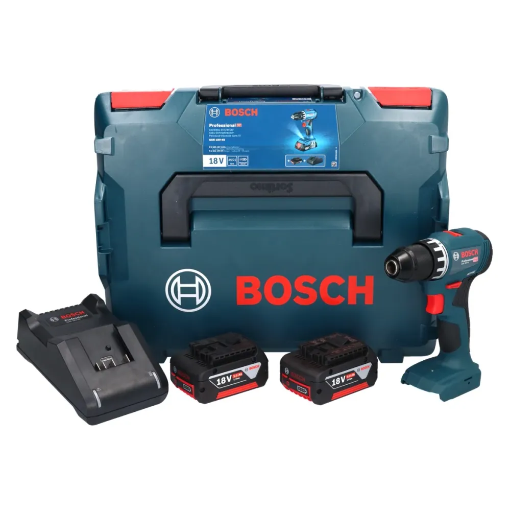 Wiertarko-wkrętarka akumulatorowa Bosch GSR 18V-45 18 V 45 Nm ( 06019K3204 ) bezszczotkowa + 2x akumulator 3,0 Ah + ładowa...