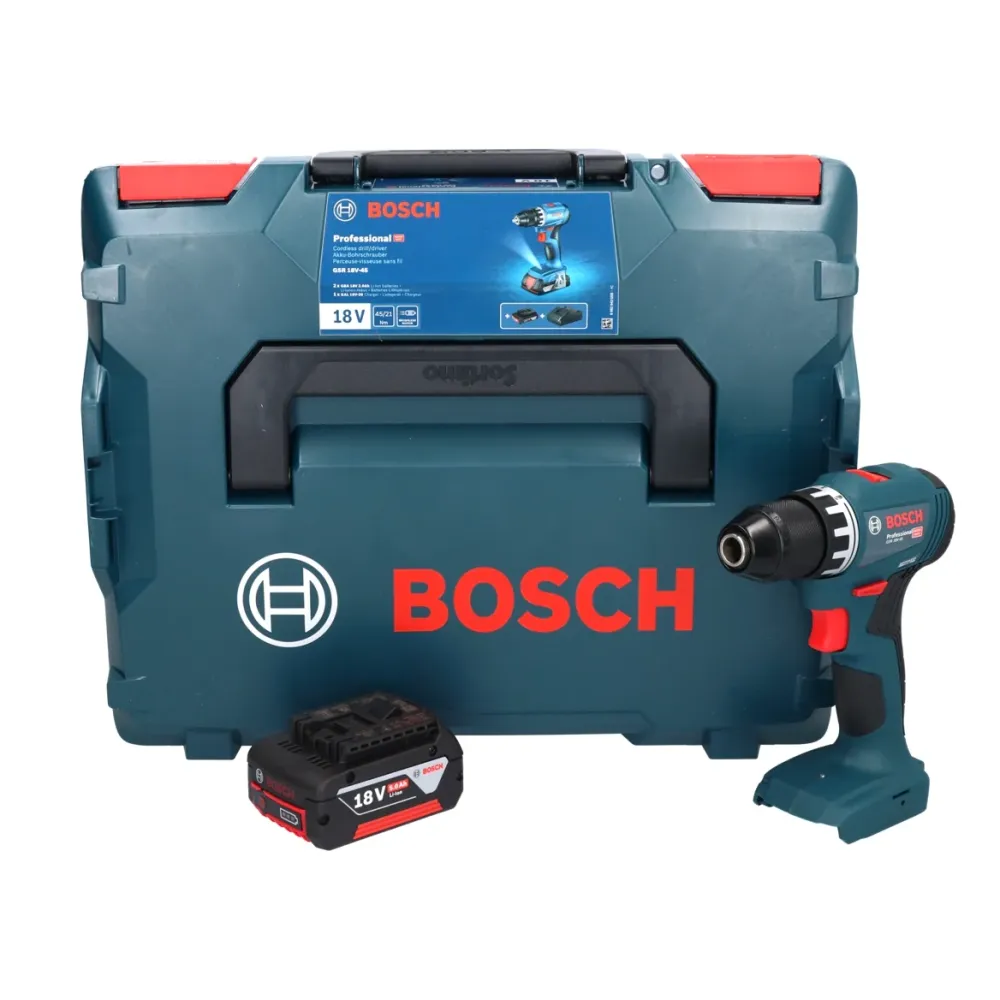 Wiertarko-wkrętarka akumulatorowa Bosch GSR 18V-45 18 V 45 Nm bezszczotkowa + 1x akumulator 5,0 Ah + L-Boxx - bez ładowark...