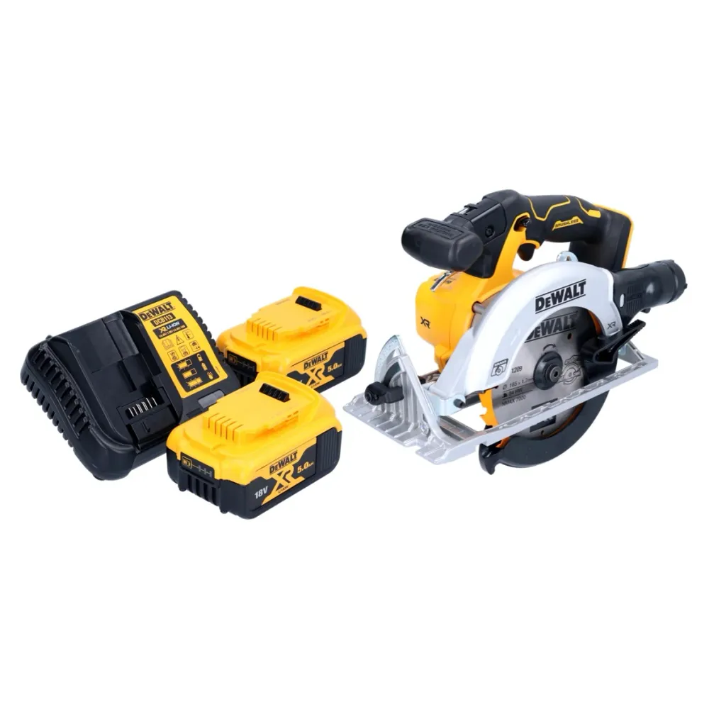 Akumulatorowa pilarka tarczowa DeWalt DCS 565 P2 18 V 165 mm bezszczotkowa + 2x akumulator 5,0 Ah + ładowarka