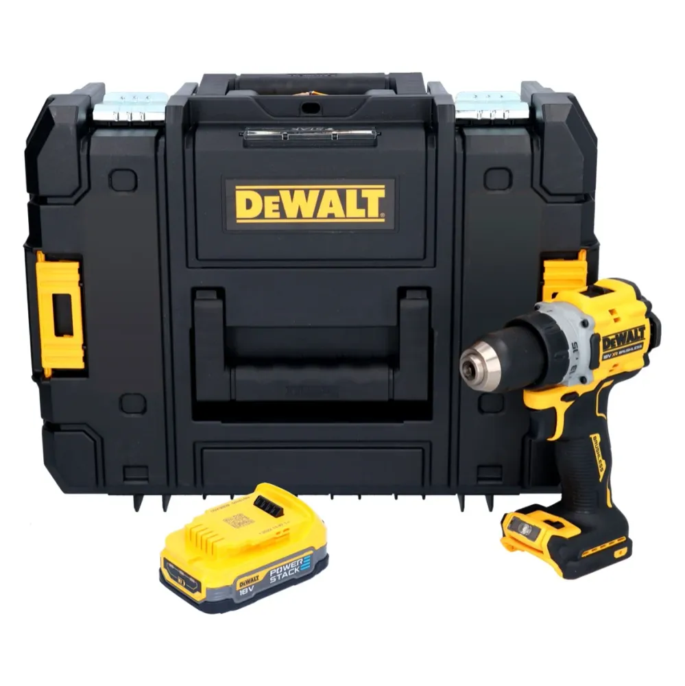 Akumulatorowa wiertarko-wkrętarka DeWalt DCD 800 NT 18 V 90 Nm bezszczotkowa + 1x akumulator 1,7 Ah + TSTAK - bez ładowarki