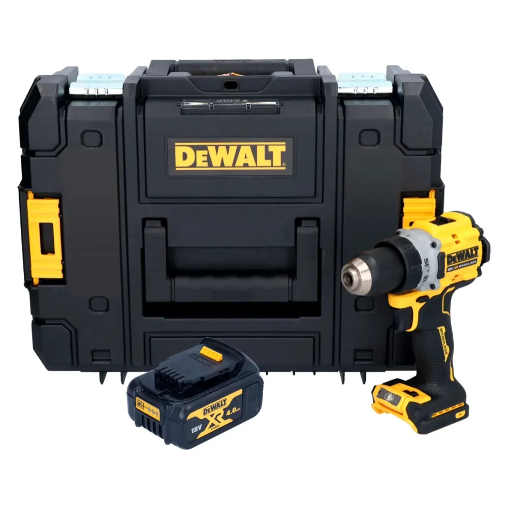 Akumulatorowa wiertarko-wkrętarka DeWalt DCD 800 NT 18 V 90 Nm bezszczotkowa + 1x akumulator 4,0 Ah + TSTAK - bez ładowarki