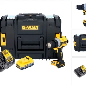 Akumulatorowa wiertarko-wkrętarka DeWalt DCD 800 E1T 18 V 90 Nm bezszczotkowa + 1x akumulator 1,7 Ah + ładowarka + TSTAK