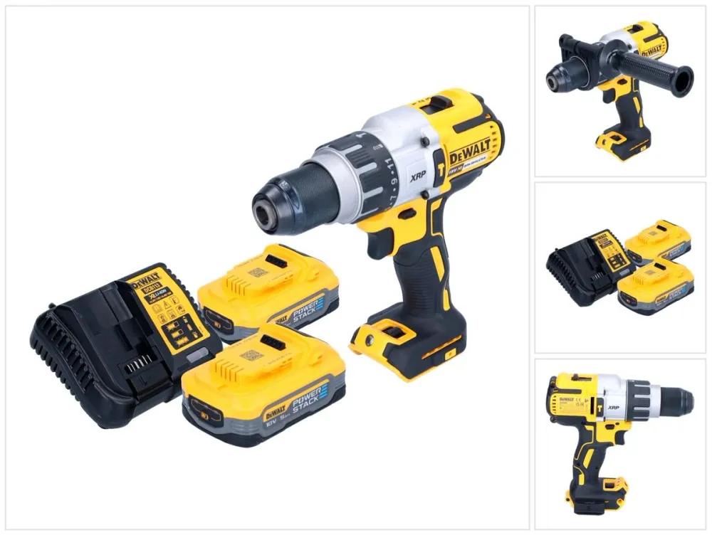 Akumulatorowa wiertarko-wkrętarka udarowa DeWalt DCD 996 H2 18 V 95 Nm bezszczotkowa + 2x akumulator Powerstack 5,0 Ah + ł...
