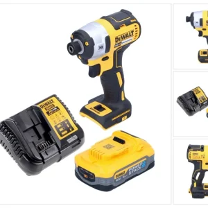 Akumulatorowy klucz udarowy DeWalt DCF 887 H1 18 V 205 Nm 1/4" bezszczotkowy + 1x akumulator powerstack 5,0 Ah + ładowarka