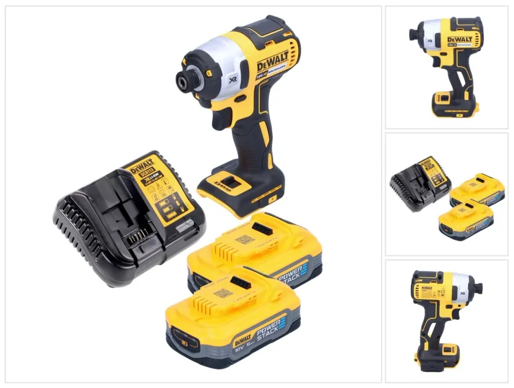 Akumulatorowy klucz udarowy DeWalt DCF 887 H2 18 V 205 Nm 1/4" bezszczotkowy + 2x akumulator powerstack 5,0 Ah + ładowarka