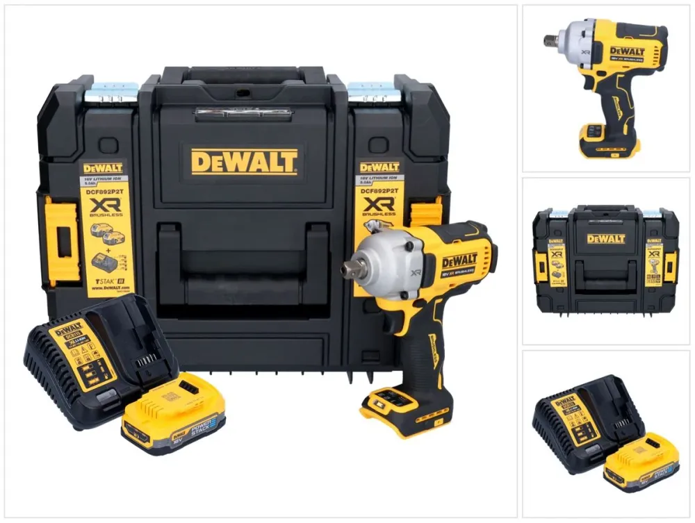 Akumulatorowy klucz udarowy DeWalt DCF 892 E1T 18 V 813 Nm 1/2" bezszczotkowy + 1x akumulator 1,7 Ah + ładowarka + TSTAK